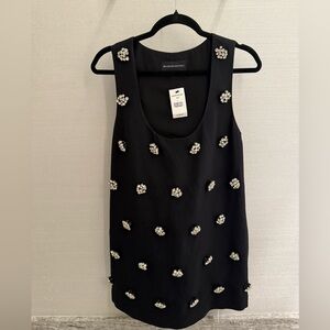 NWT $3590 Brandon Maxwell Black Wool Silk Crepe Embellished Mini Dress